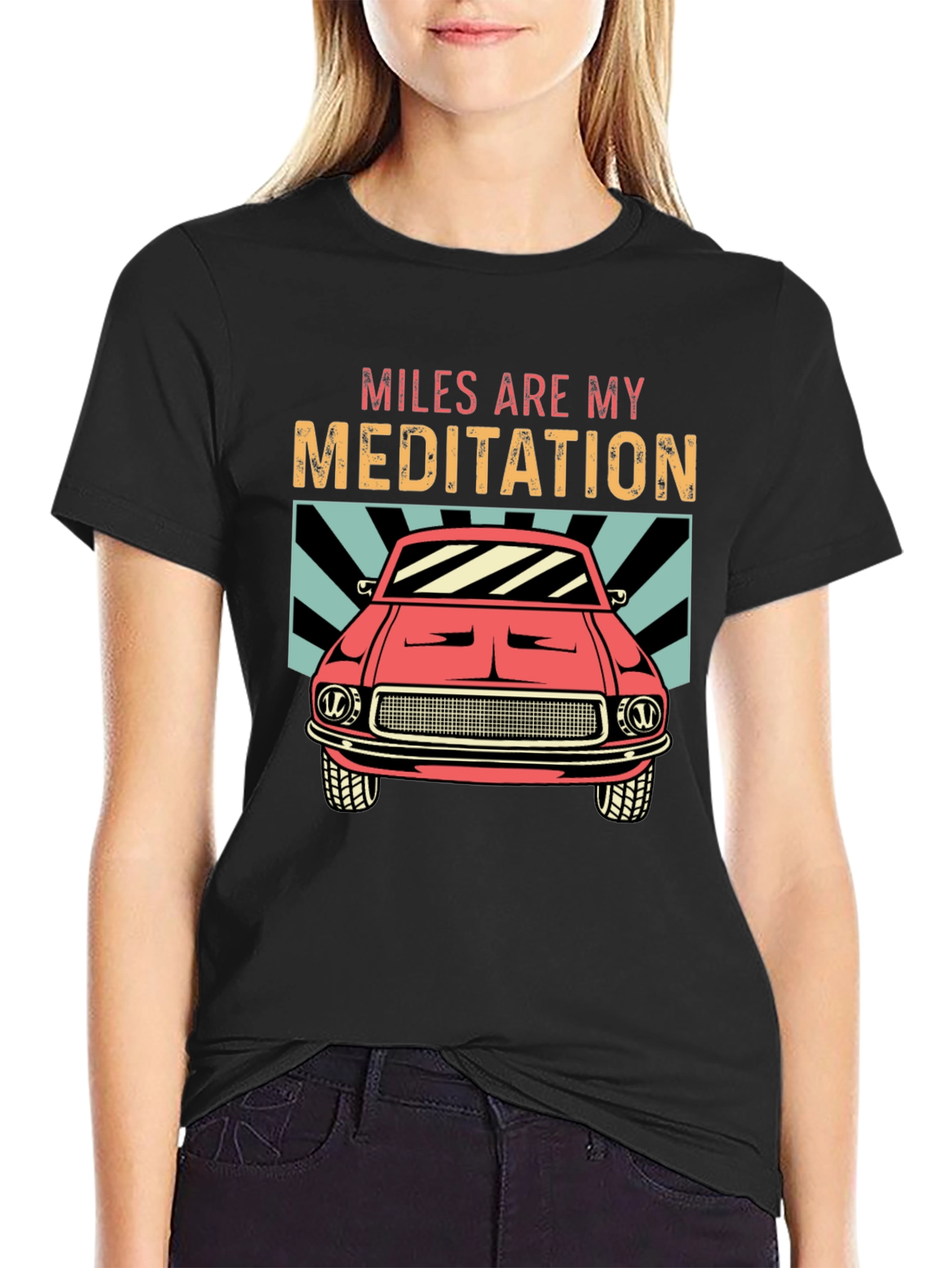 Miles Are My Meditation Car Graphic Tee - Black