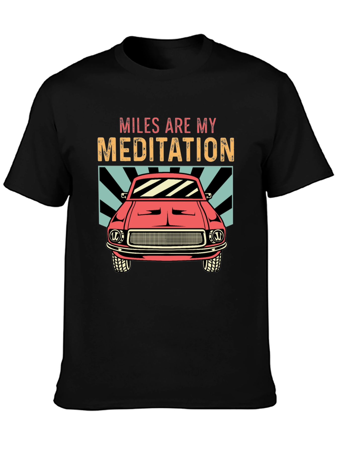 Miles Are My Meditation Car Graphic Tee - Black