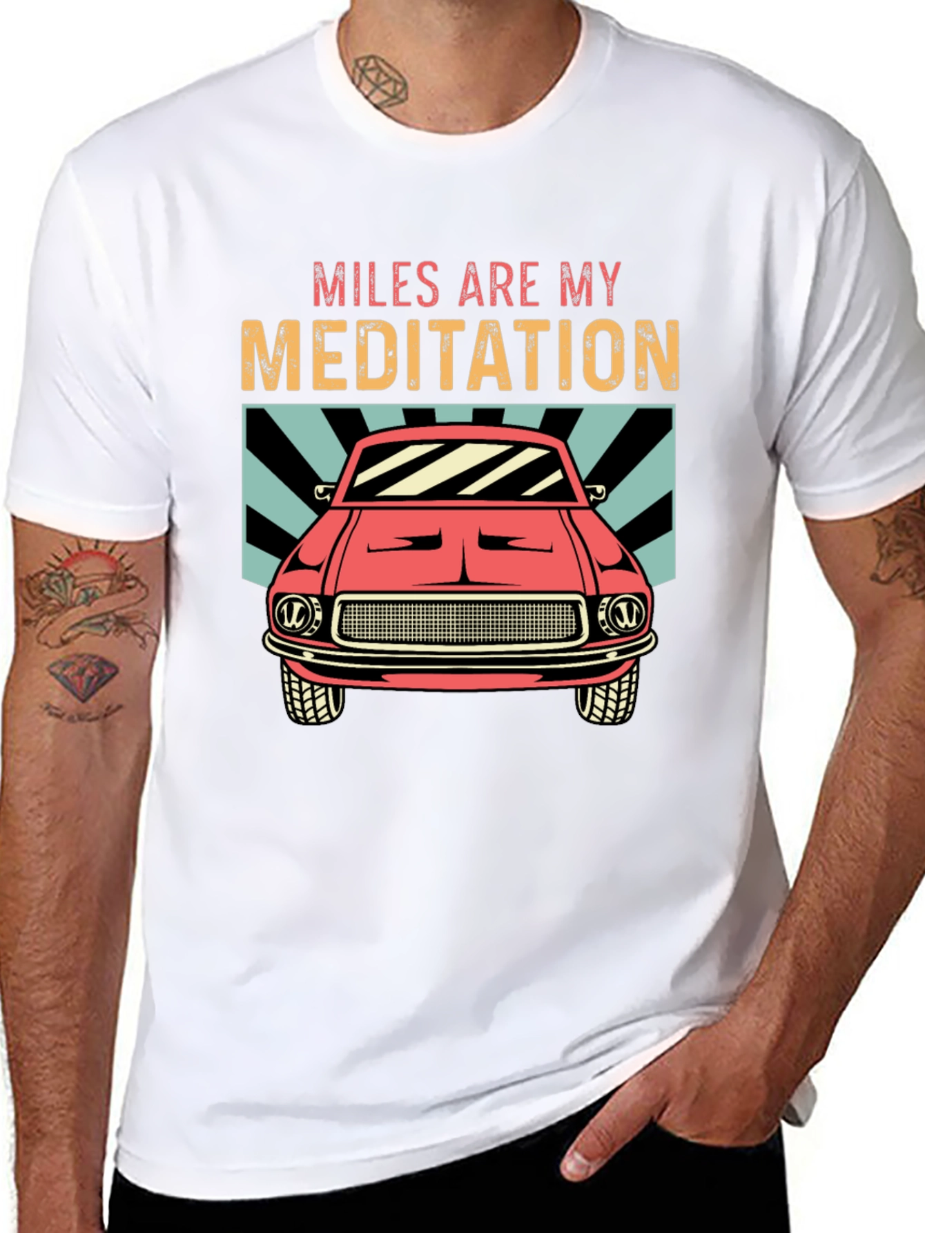Miles Are My Meditation Car Graphic Tee - Black