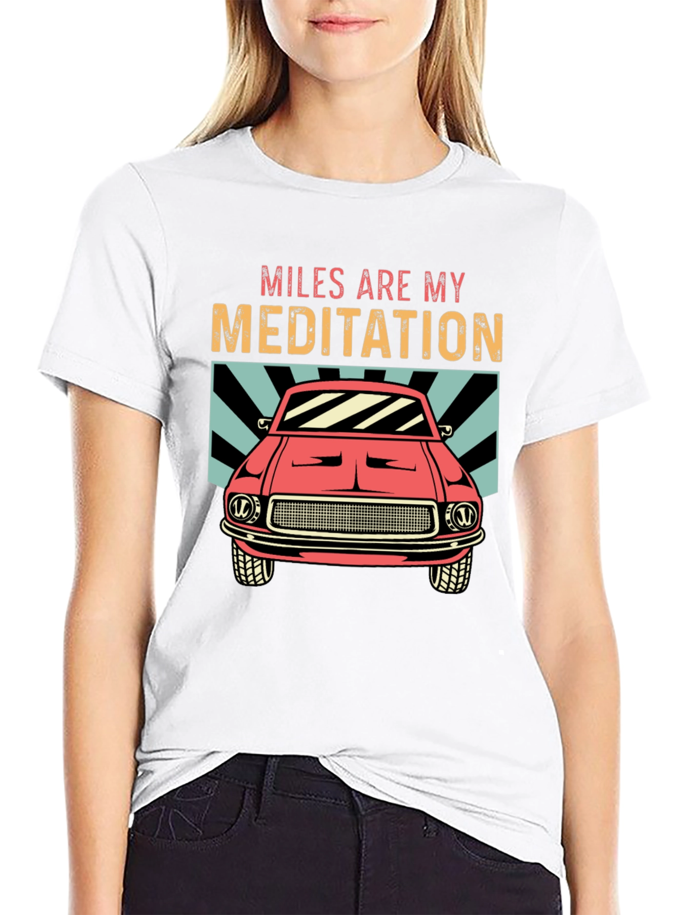 Miles Are My Meditation Car Graphic Tee - Black