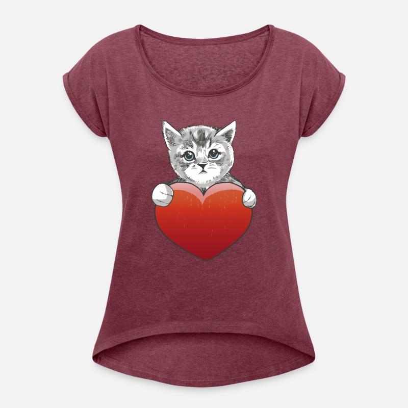 Cat Red Heart Love Animal Love