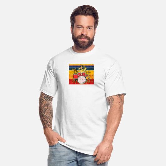 Cat with drums sunglasses and drumstick musician