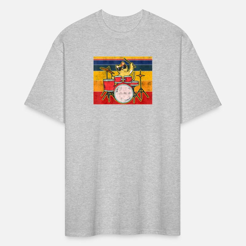 Cat with drums sunglasses and drumstick musician