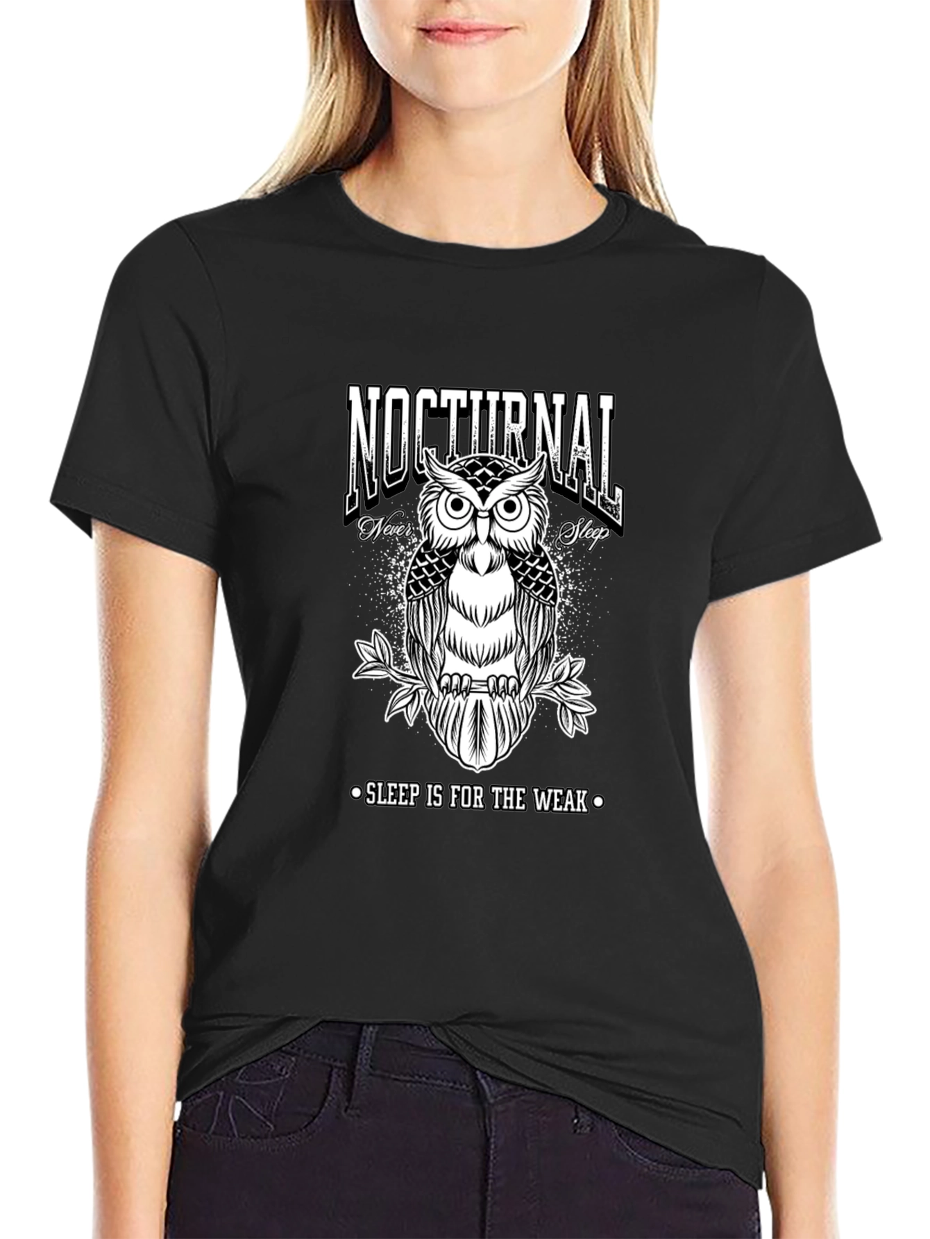 Nocturnal Owl Graphic Black T-Shirt