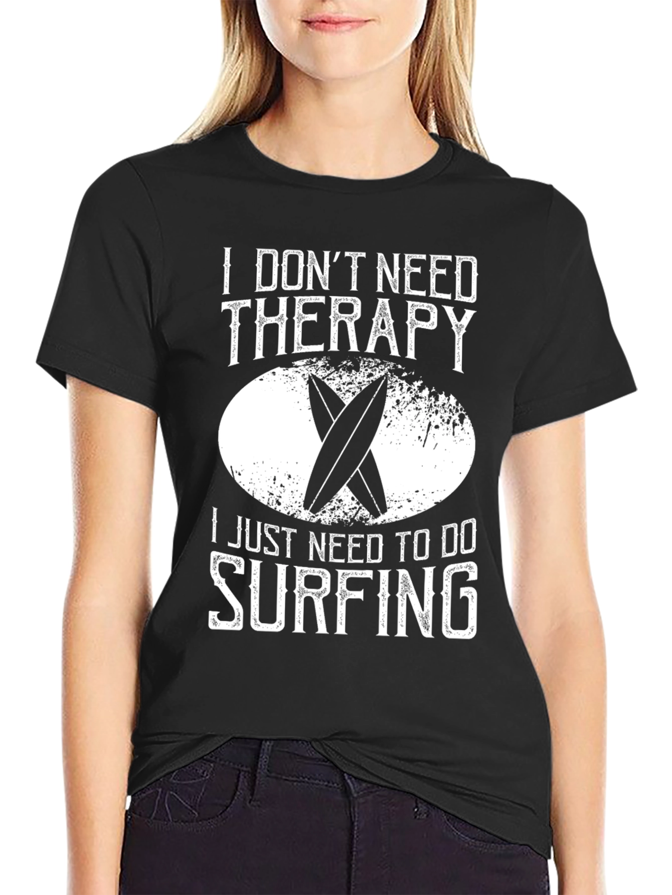 Surfing Therapy T-Shirt - Black Cotton Tee