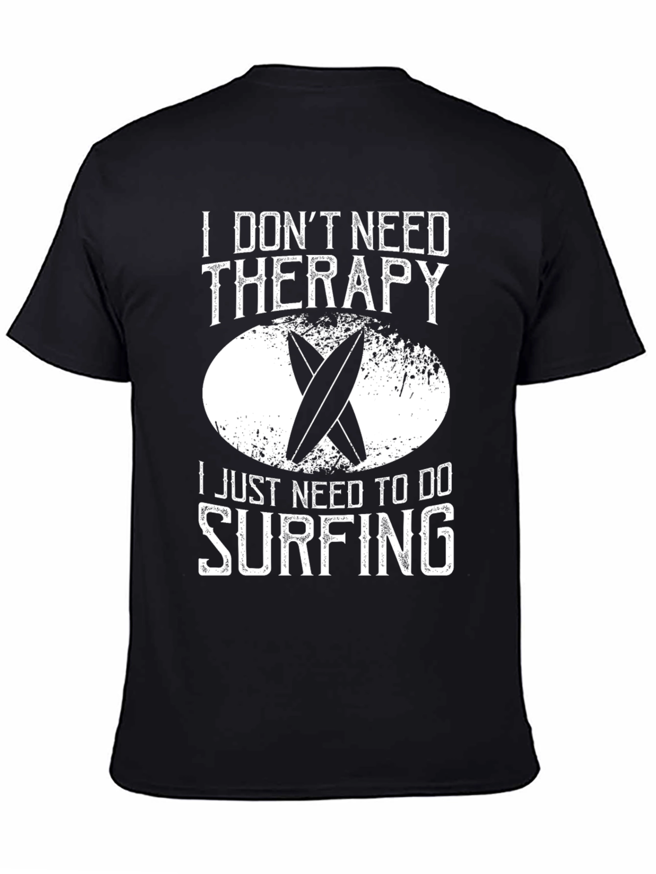 Surfing Therapy T-Shirt - Black Cotton Tee