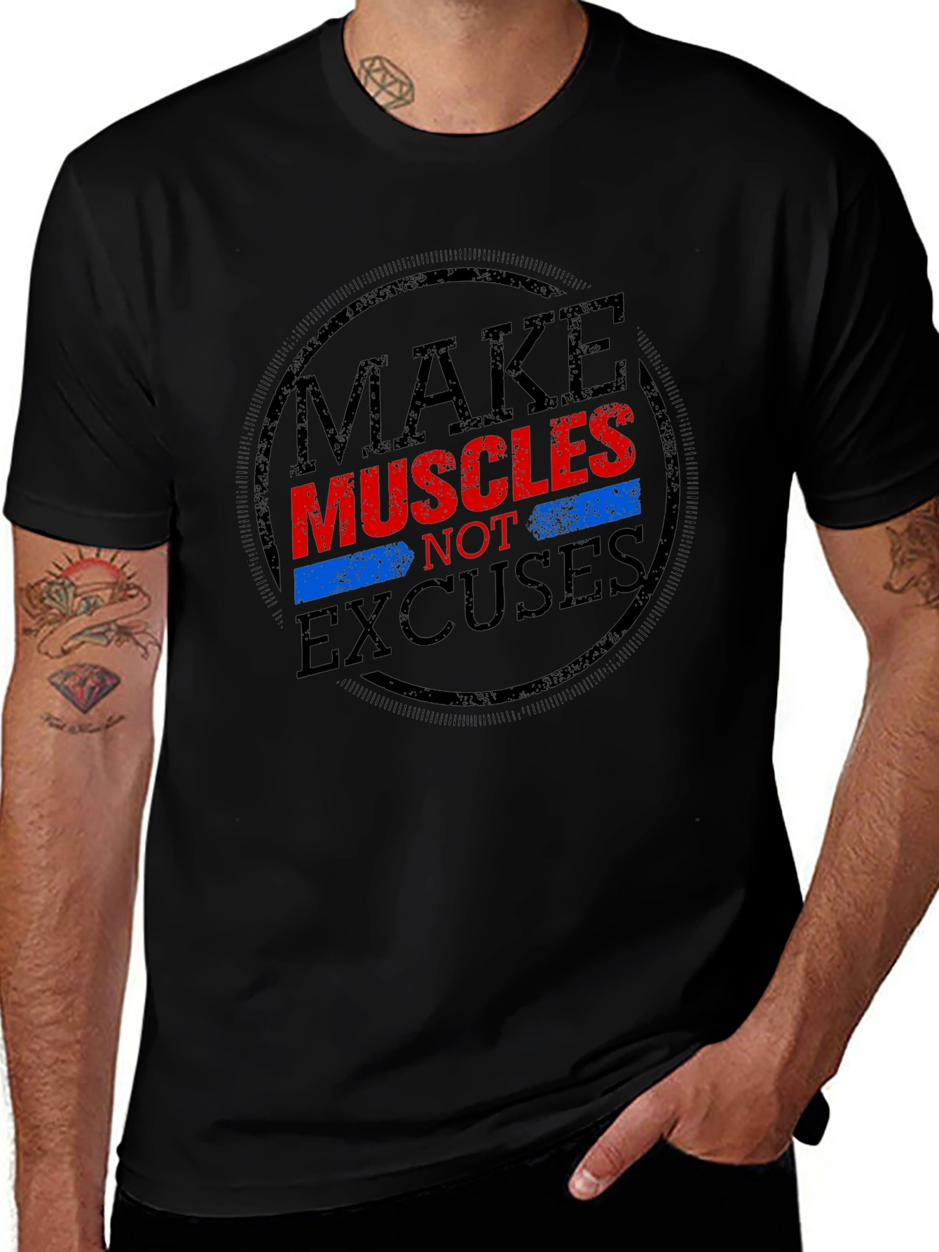 Make Muscles Not Excuses Graphic T-Shirt