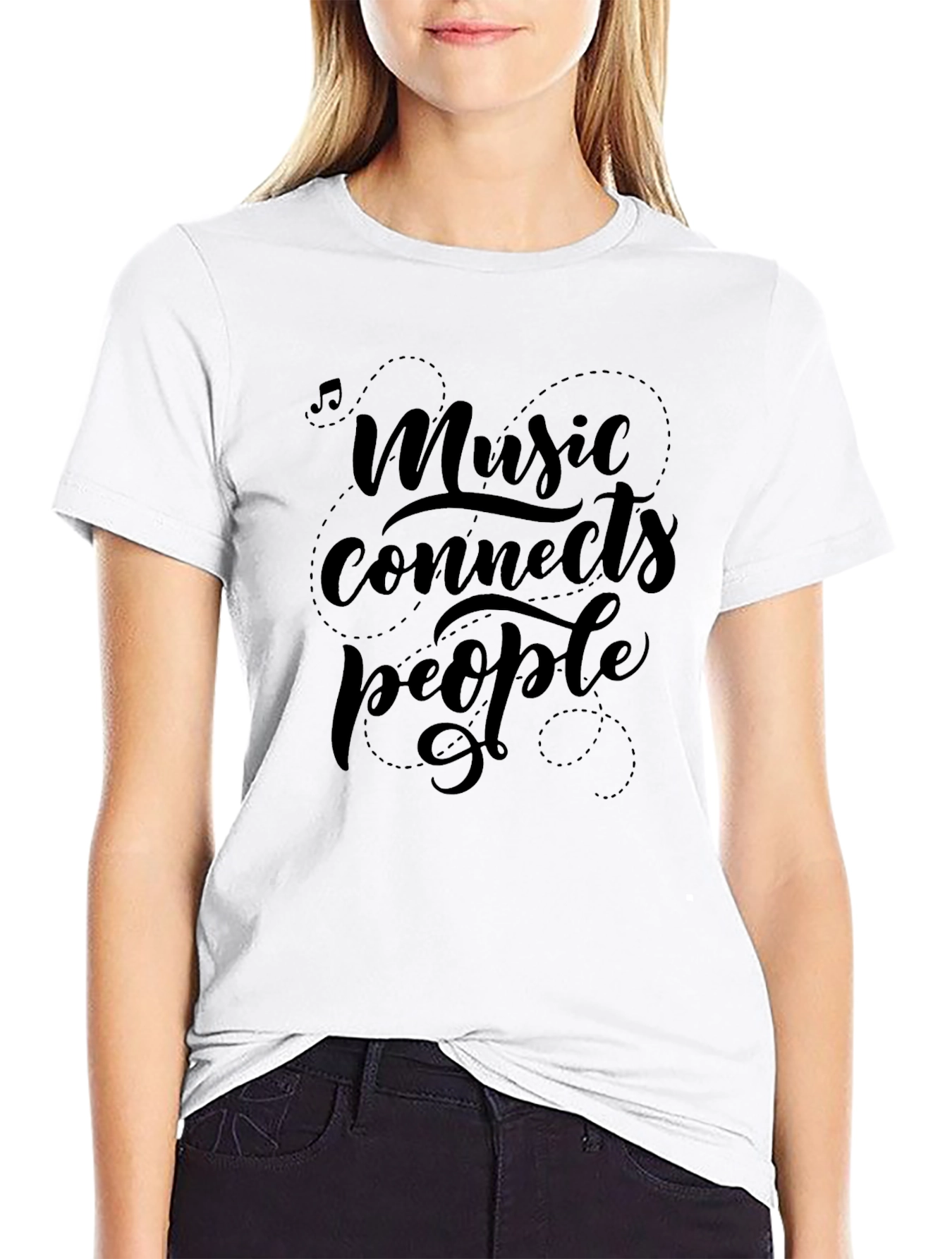 Music Connects People Black Graphic Tee Shirt