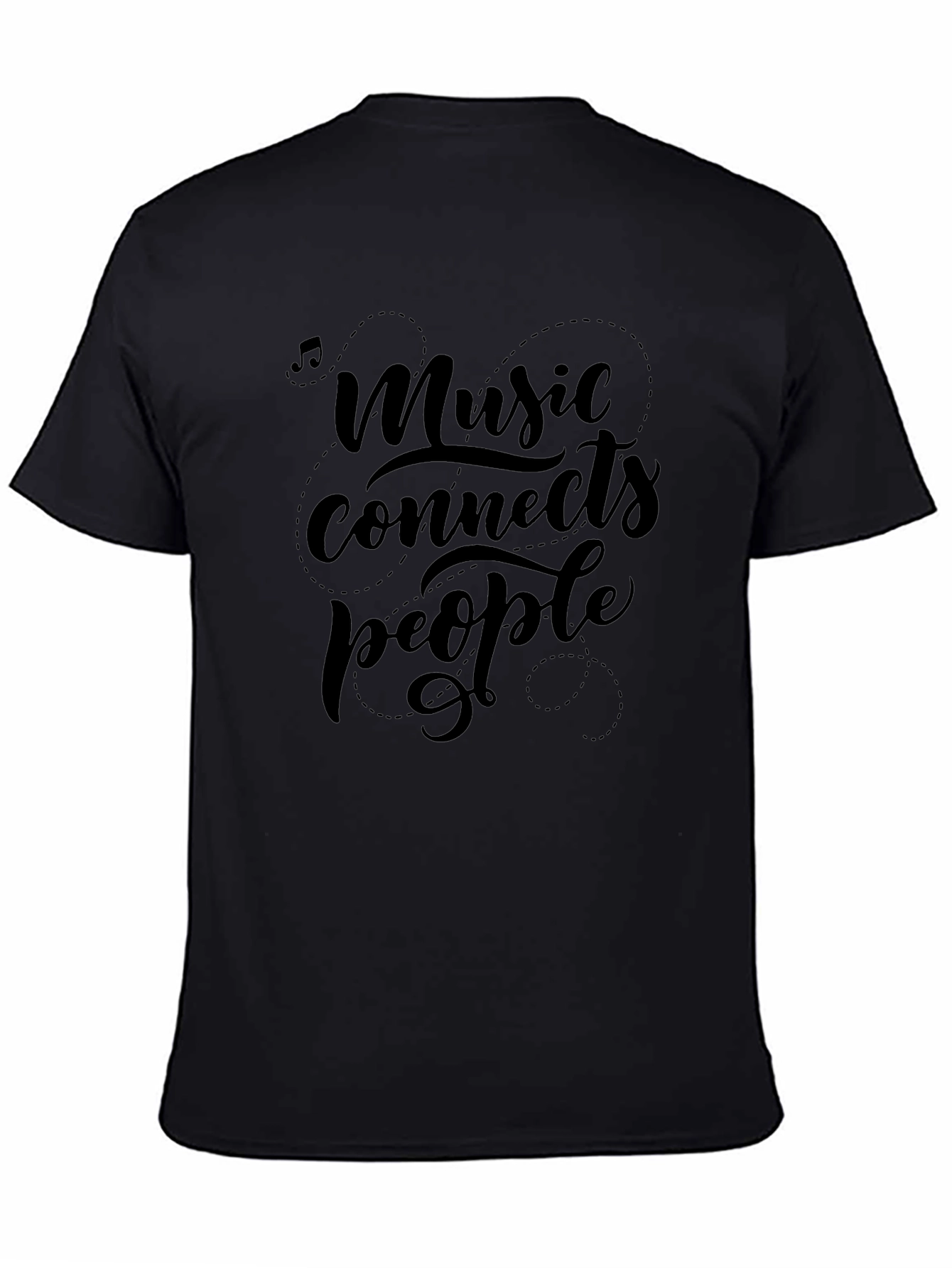Music Connects People Black Graphic Tee Shirt