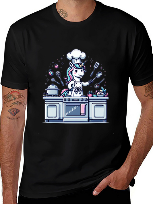 Unicorn Chef T-Shirt - Cartoon Graphic Tee