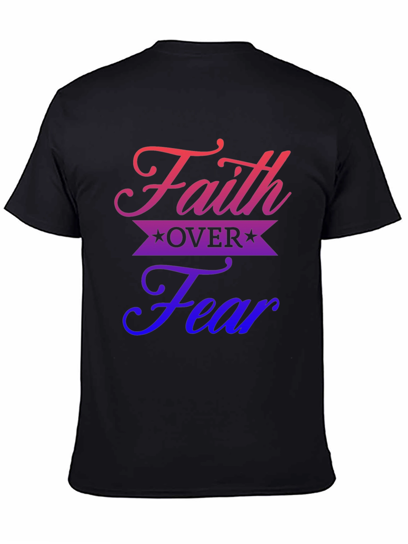 Faith Over Fear Graphic Print Black T-Shirt