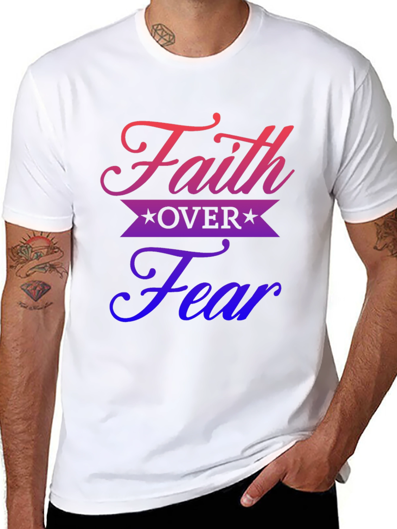 Faith Over Fear Graphic Print Black T-Shirt