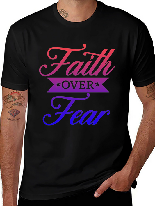 Faith Over Fear Graphic Print Black T-Shirt