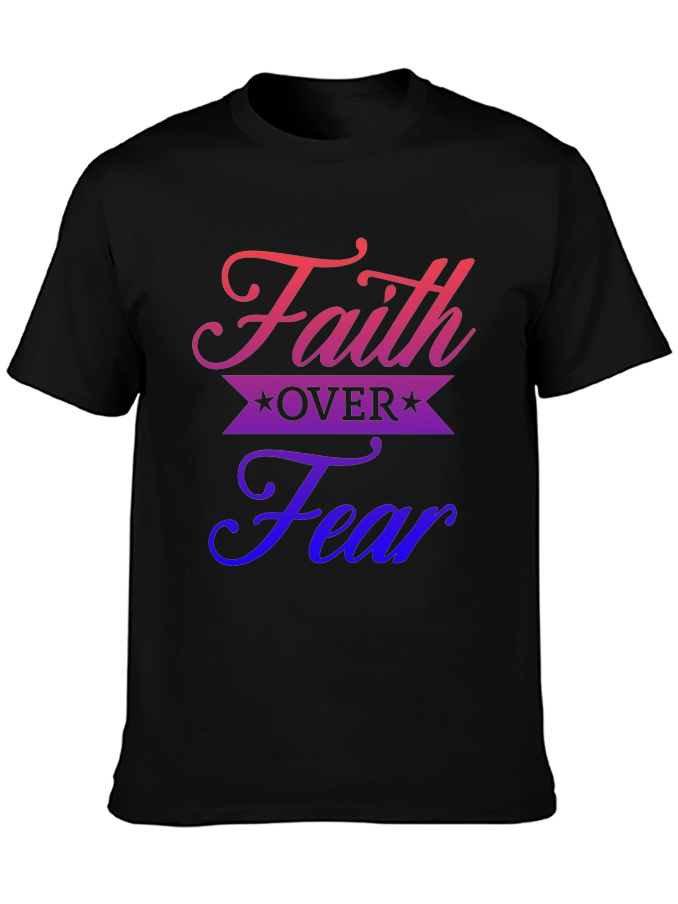 Faith Over Fear Graphic Print Black T-Shirt