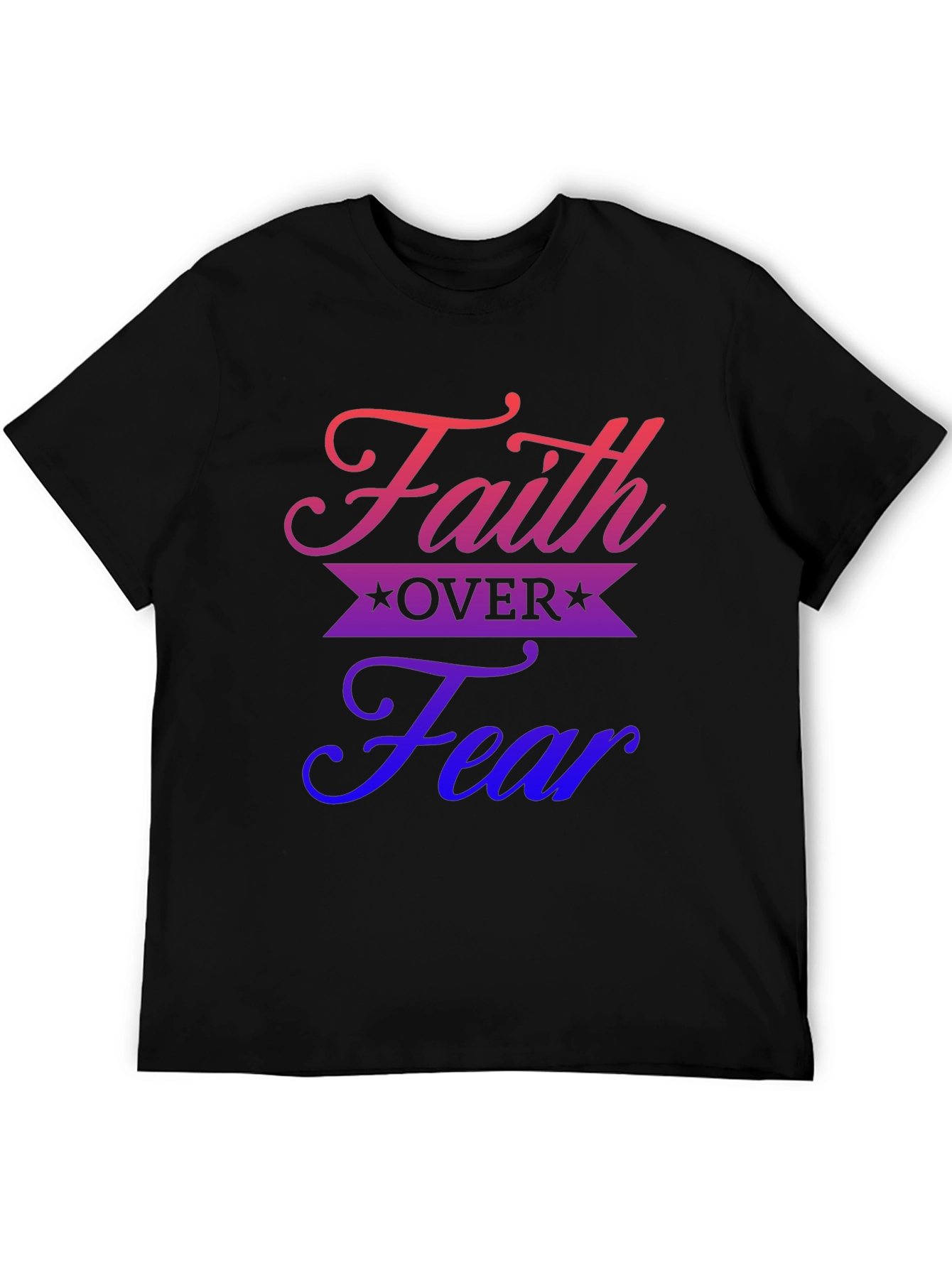 Faith Over Fear Graphic Print Black T-Shirt
