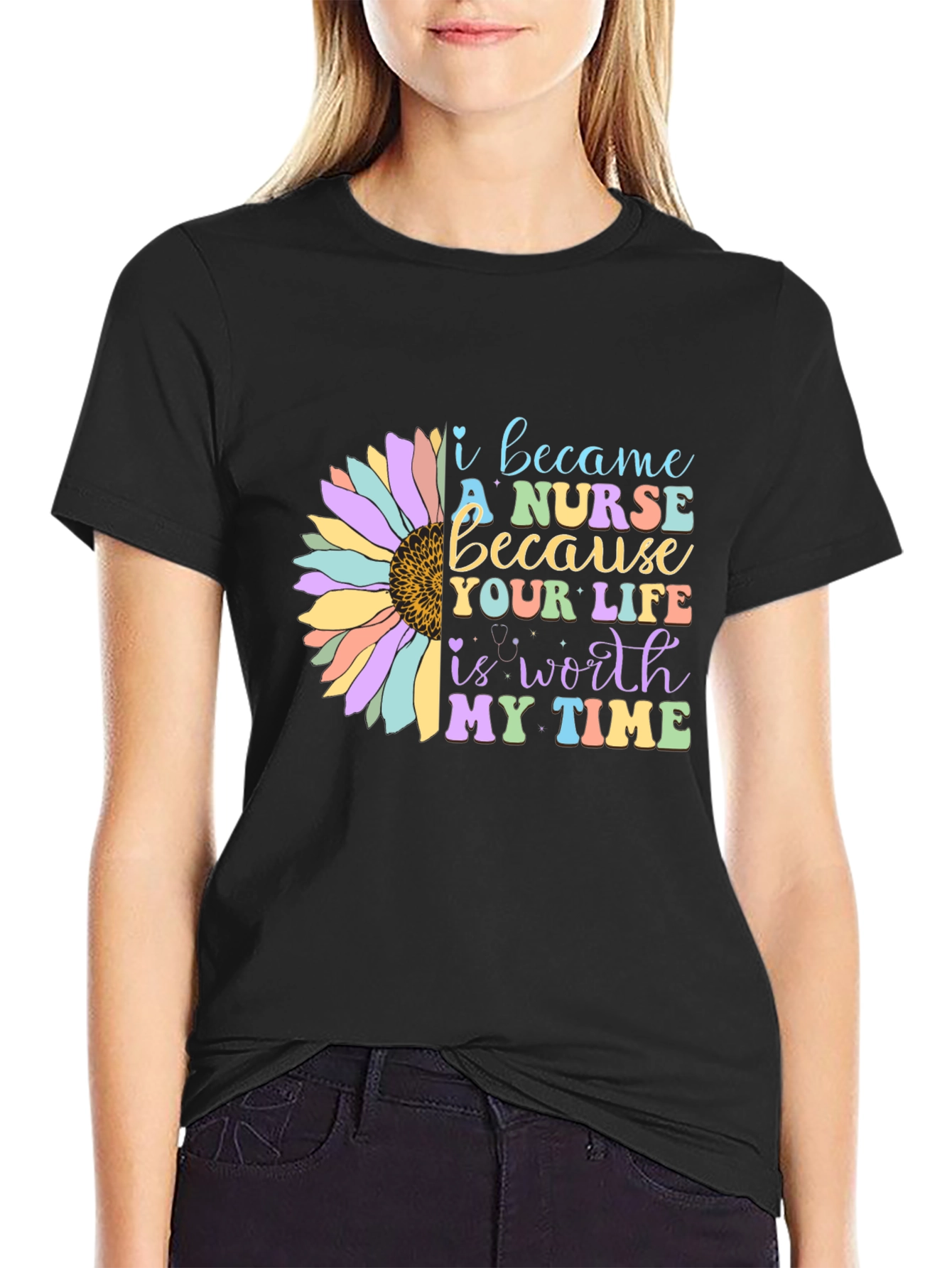 Nurse Sunflower Tee: Worth My Time Graphic T-Shirt