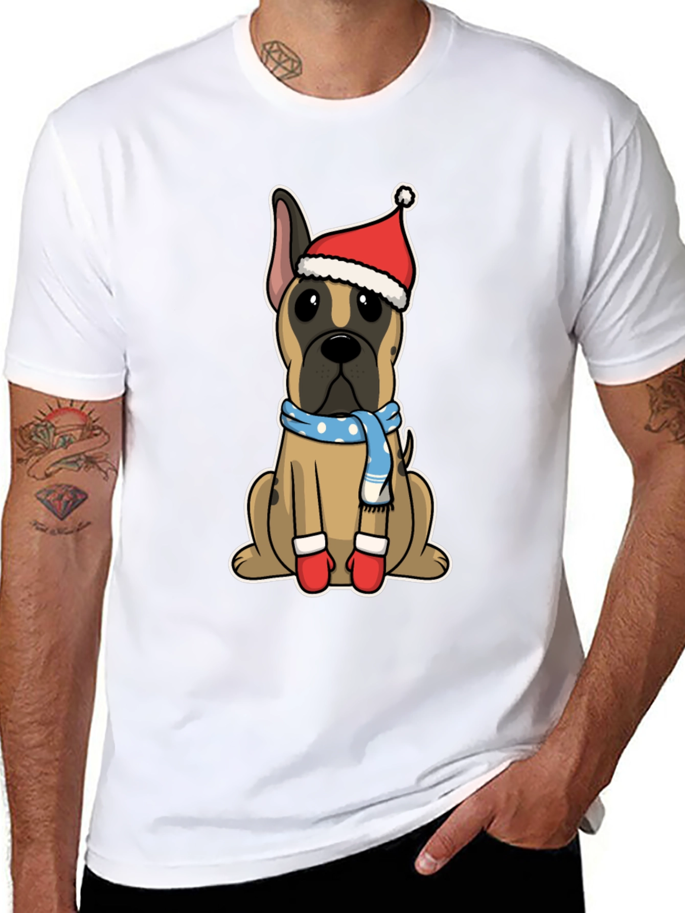 Christmas Dog Santa Hat T-Shirt – Festive Dog Lover Tee