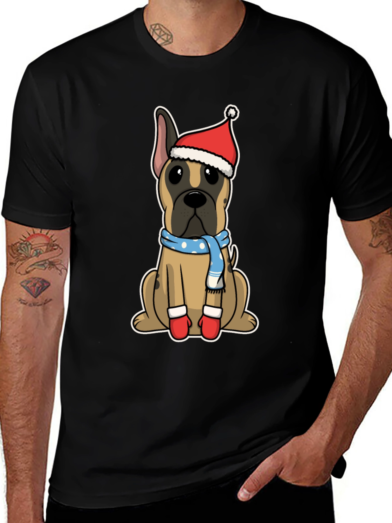 Christmas Dog Santa Hat T-Shirt – Festive Dog Lover Tee