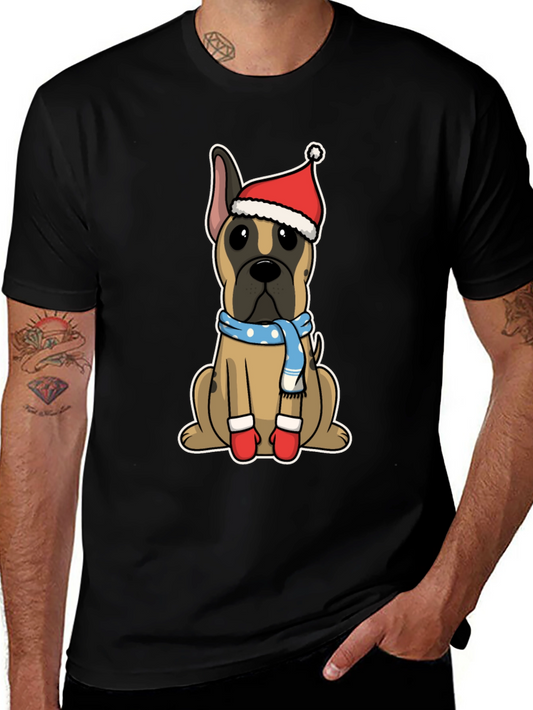 Christmas Dog Santa Hat T-Shirt – Festive Dog Lover Tee