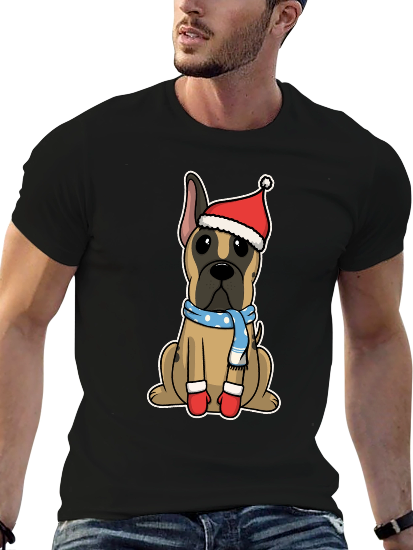 Christmas Dog Santa Hat T-Shirt – Festive Dog Lover Tee