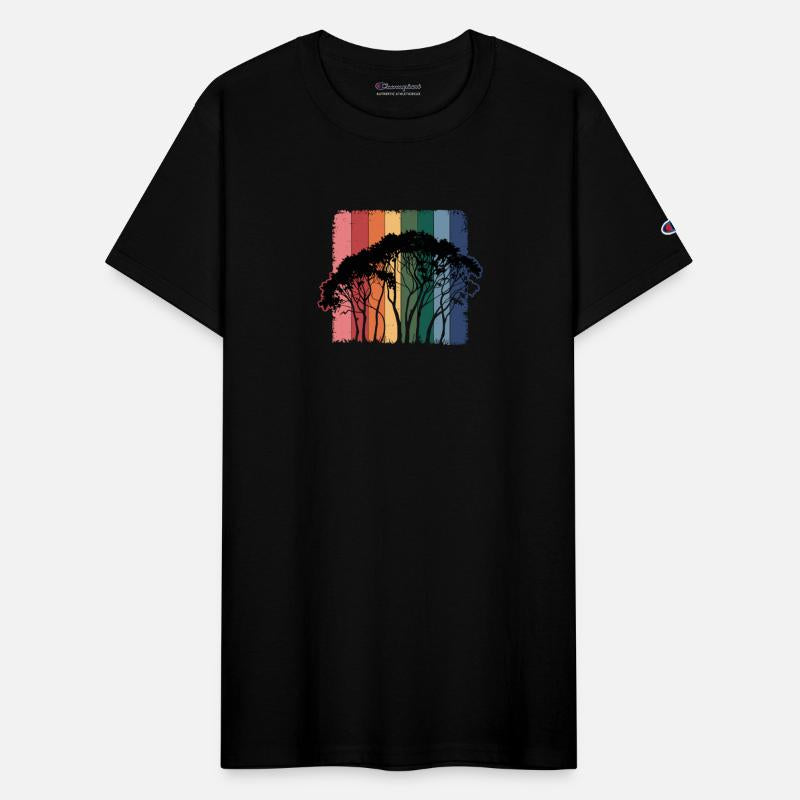 Colorful Forest Silhouette Art with Vibrant