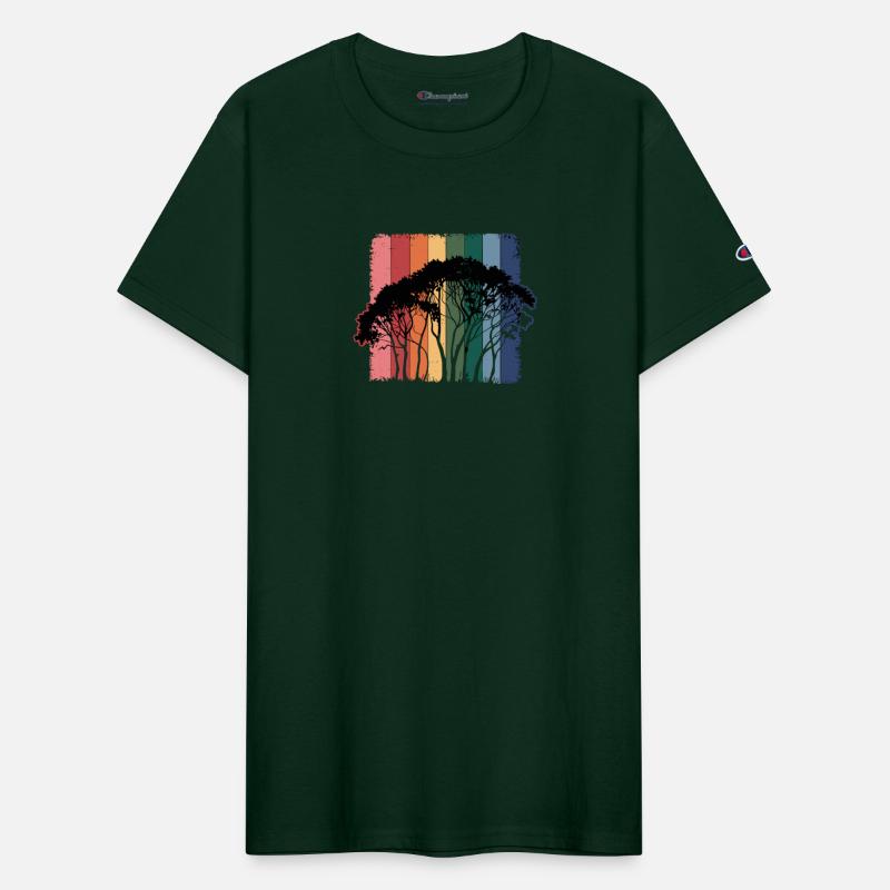 Colorful Forest Silhouette Art with Vibrant