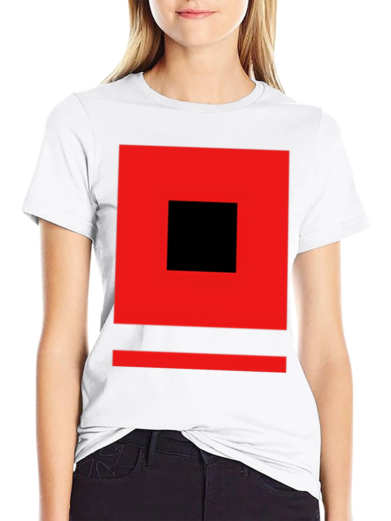 Geometric Graphic Tee - Modern Red & Black Design