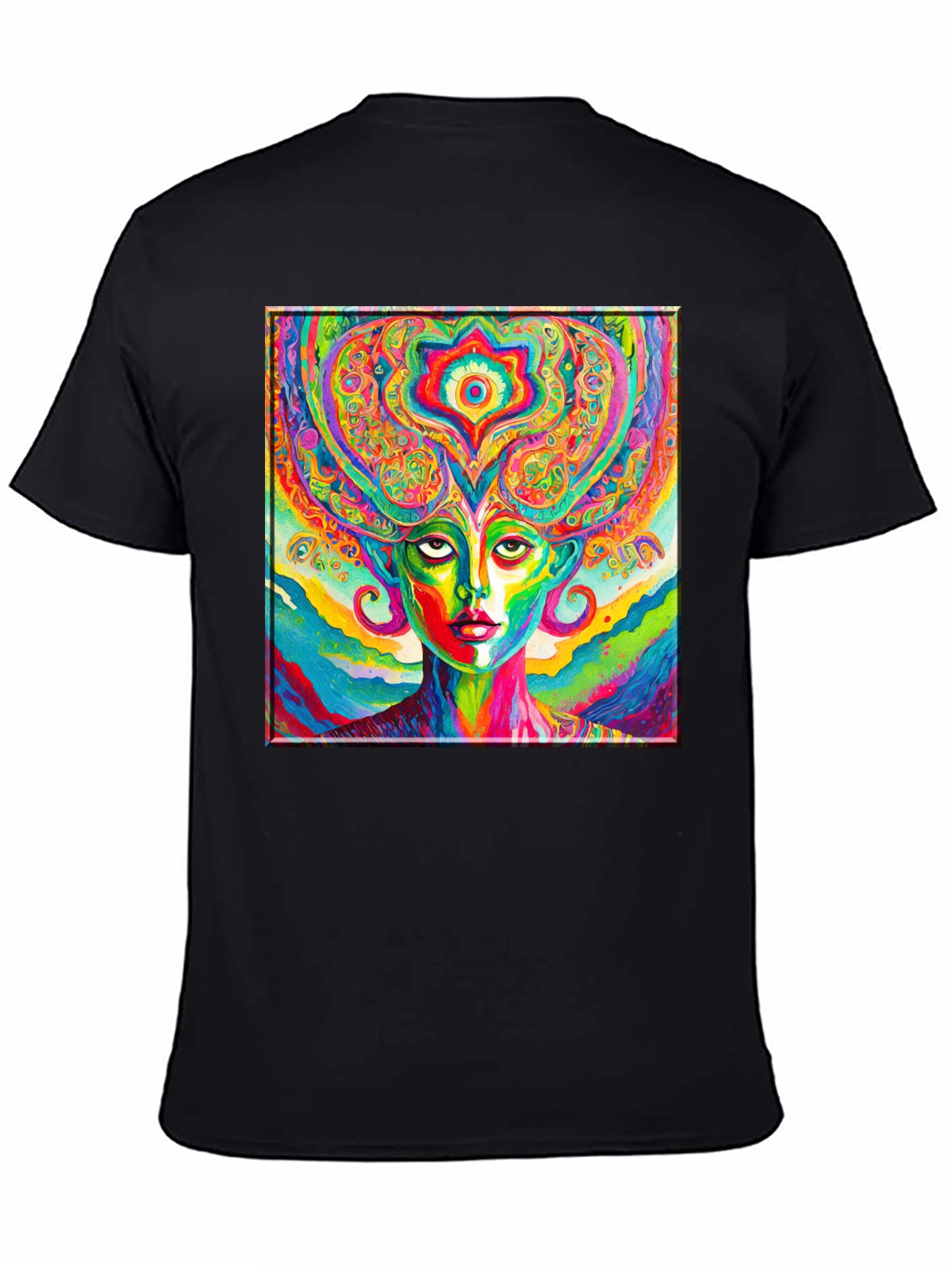 Psychedelic Woman Graphic Black T-Shirt