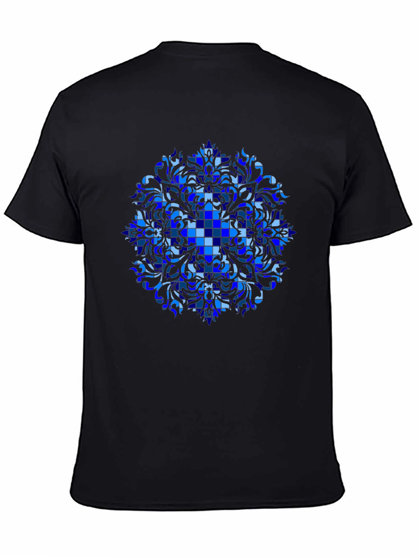 Blue Geometric Mandala Graphic T-Shirt