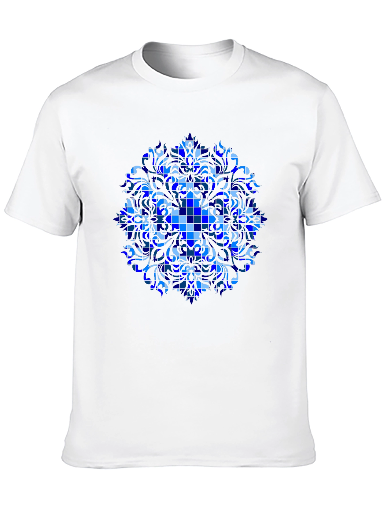 Blue Geometric Mandala Graphic T-Shirt