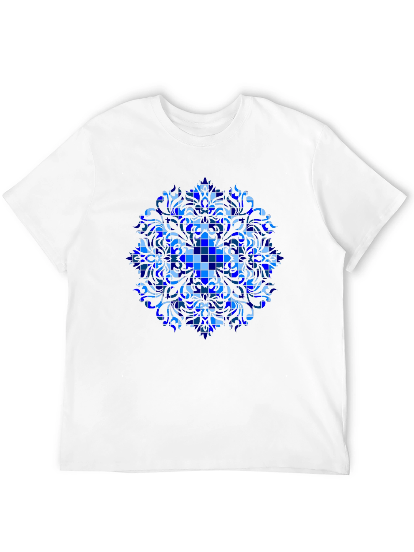 Blue Geometric Mandala Graphic T-Shirt