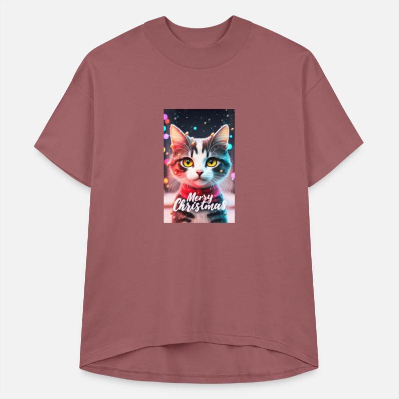 Cute Cat Merry Christmas Trendy Colorful Style Joy