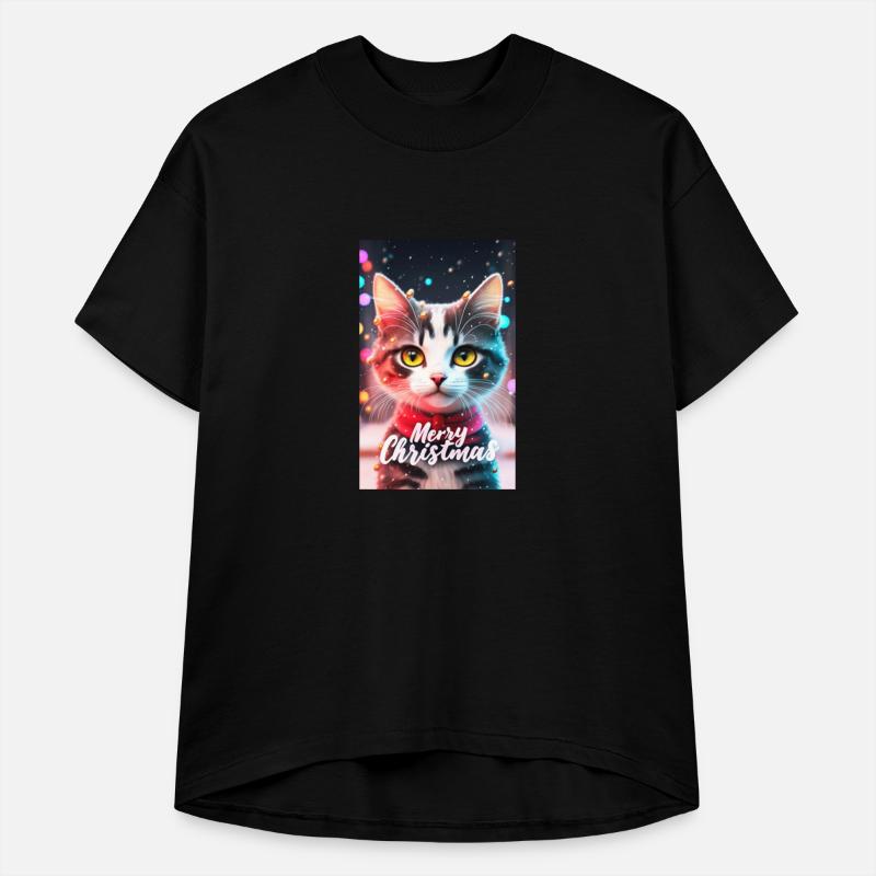 Cute Cat Merry Christmas Trendy Colorful Style Joy