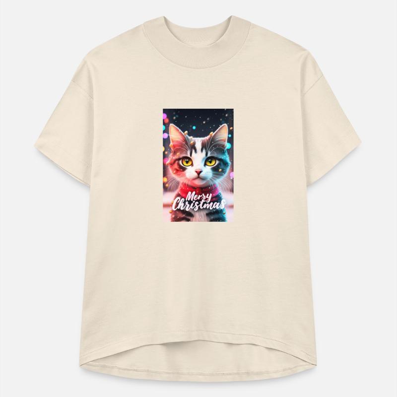 Cute Cat Merry Christmas Trendy Colorful Style Joy