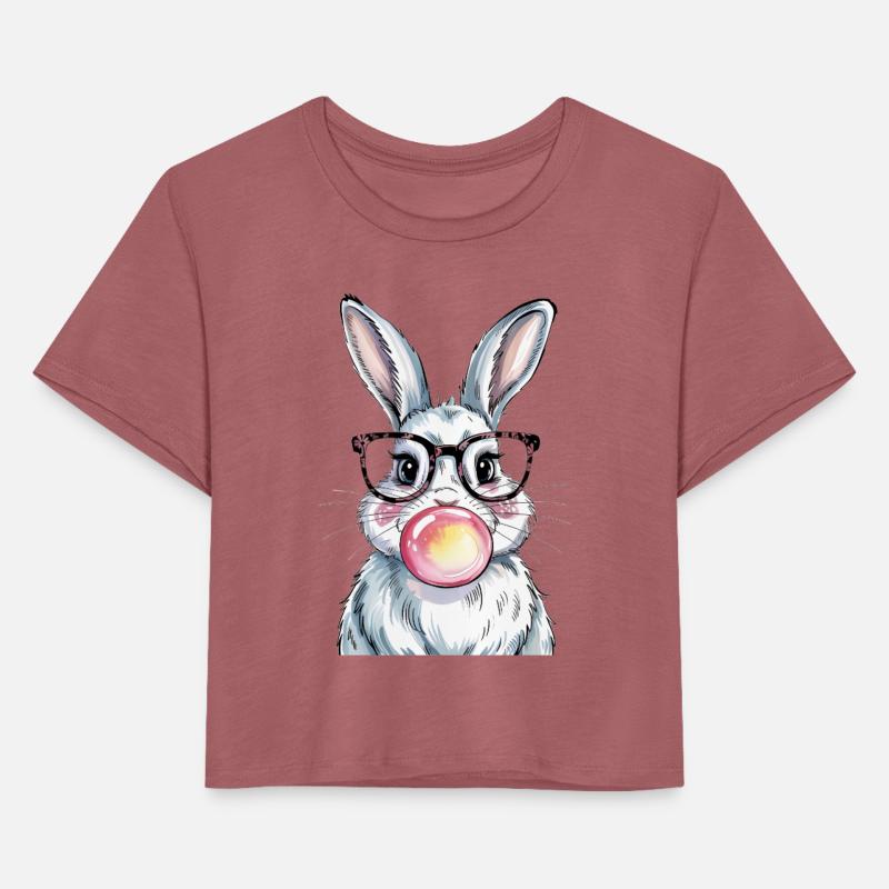 Cute Hipster Bunny Ester with Glasses & BubbleguM