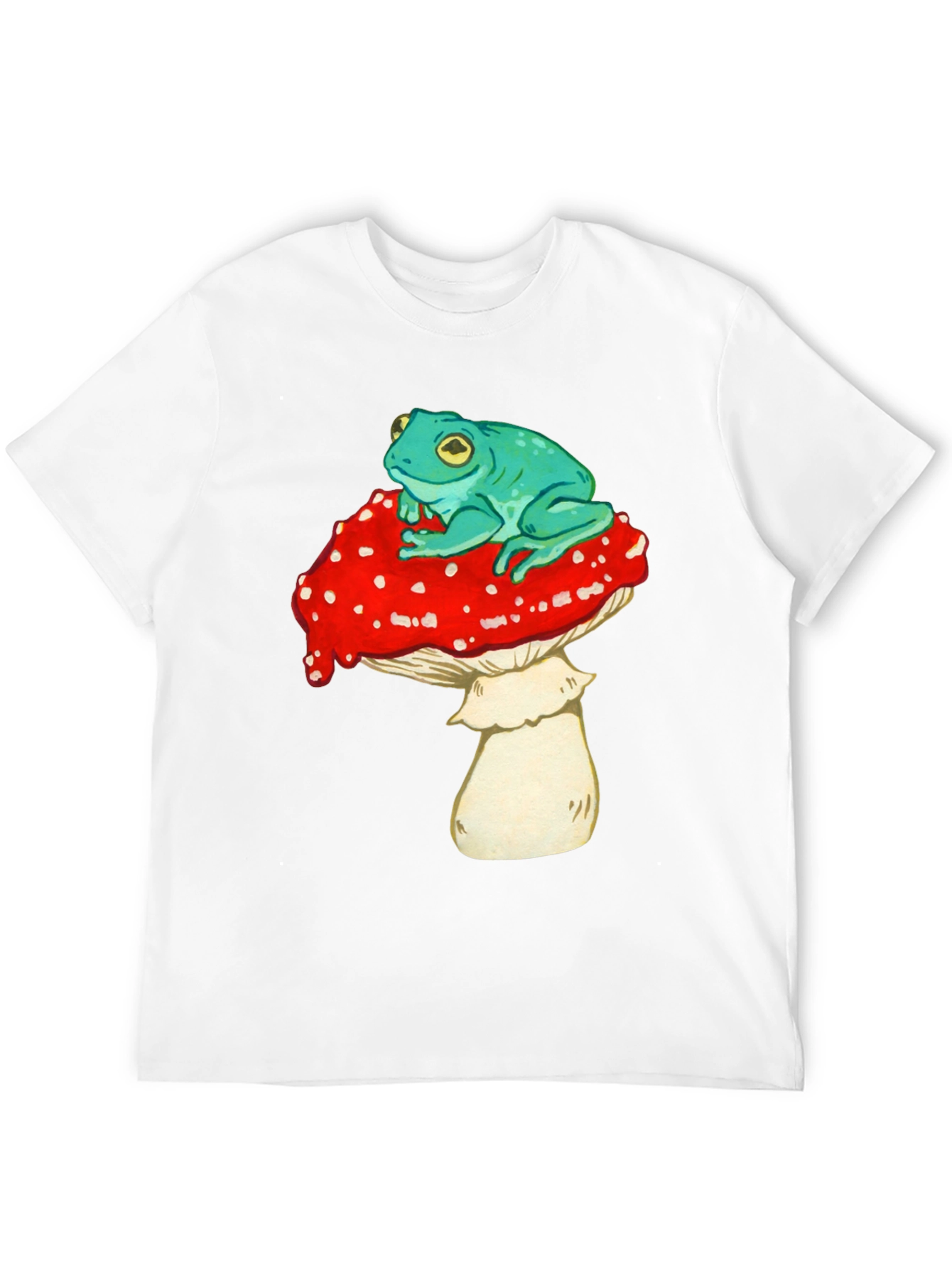 Frog on Mushroom Graphic Tee - Black T-Shirt