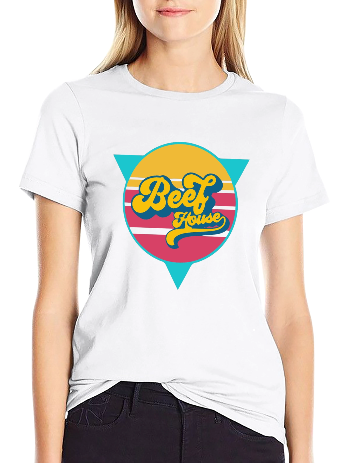 Retro Beef House Graphic Tee - Black Casual Shirt