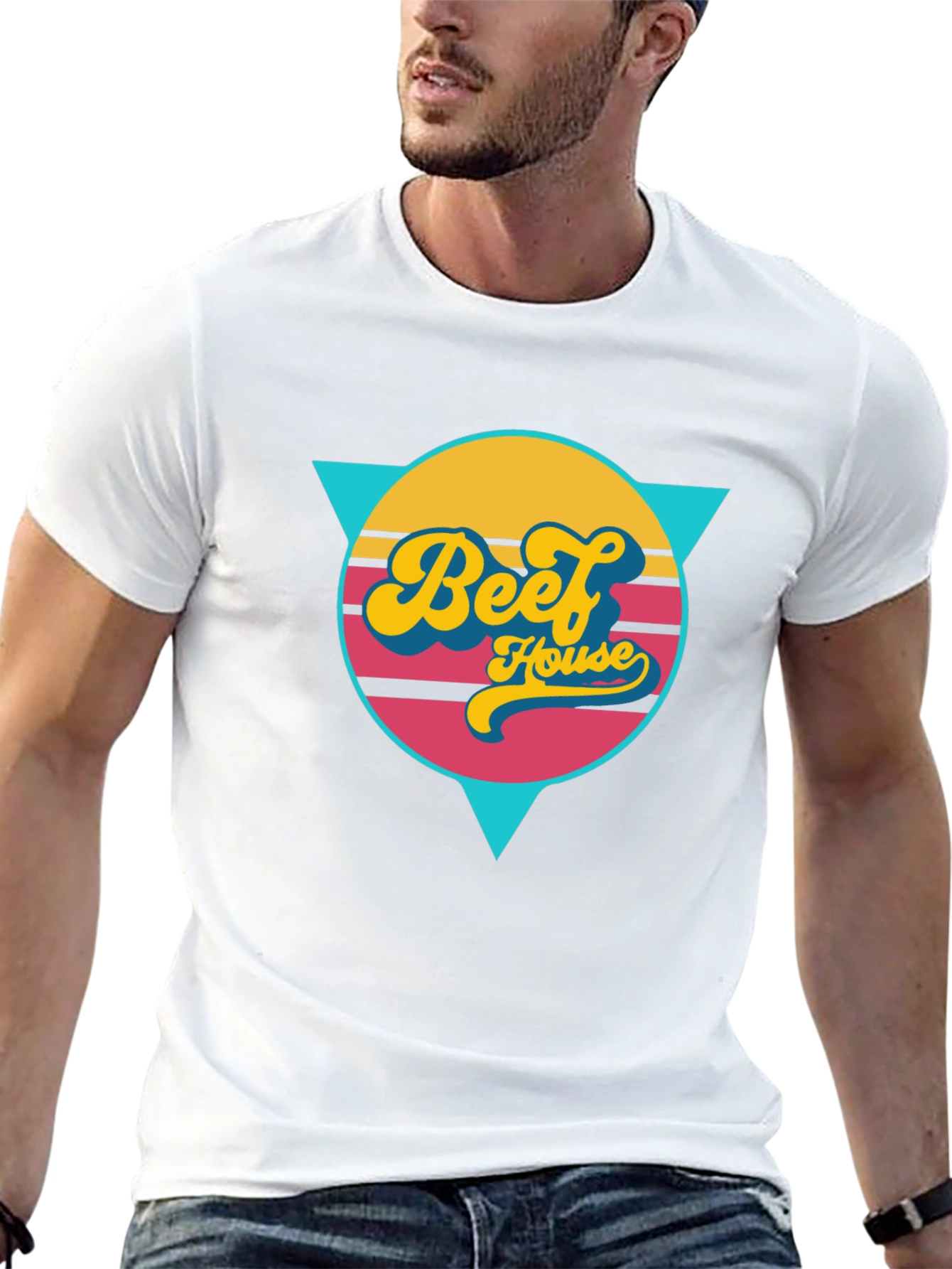 Retro Beef House Graphic Tee - Black Casual Shirt