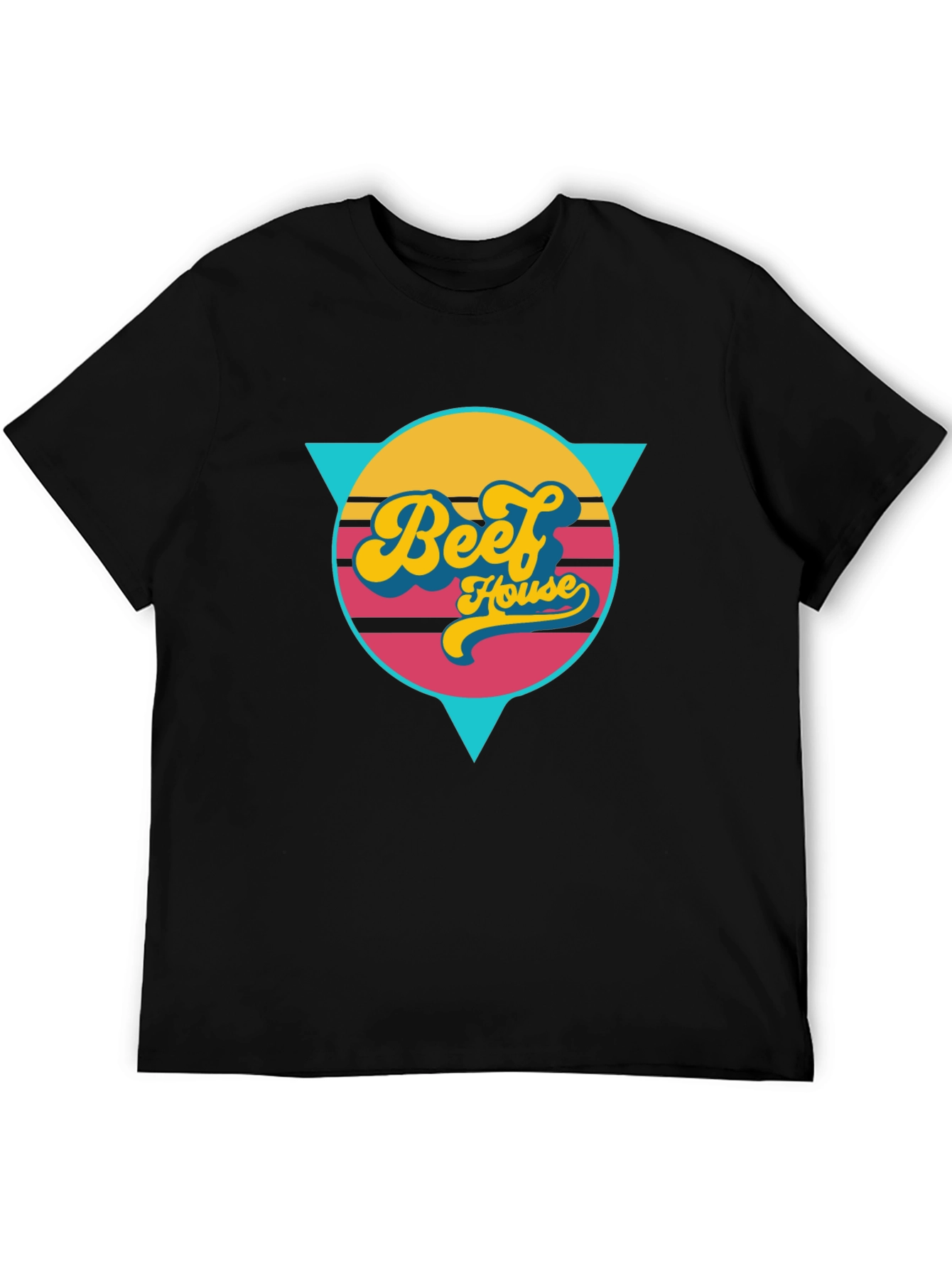 Retro Beef House Graphic Tee - Black Casual Shirt