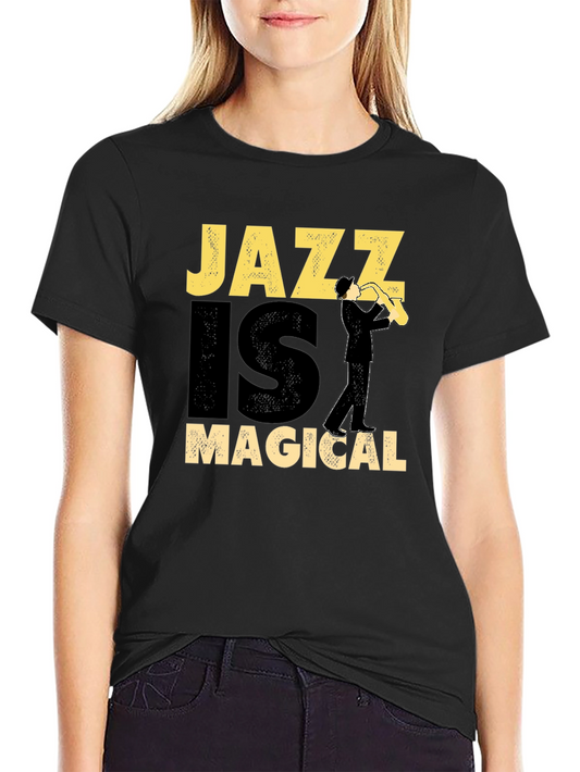 Jazz is Magical Graphic Tee - Black Cotton T-Shirt