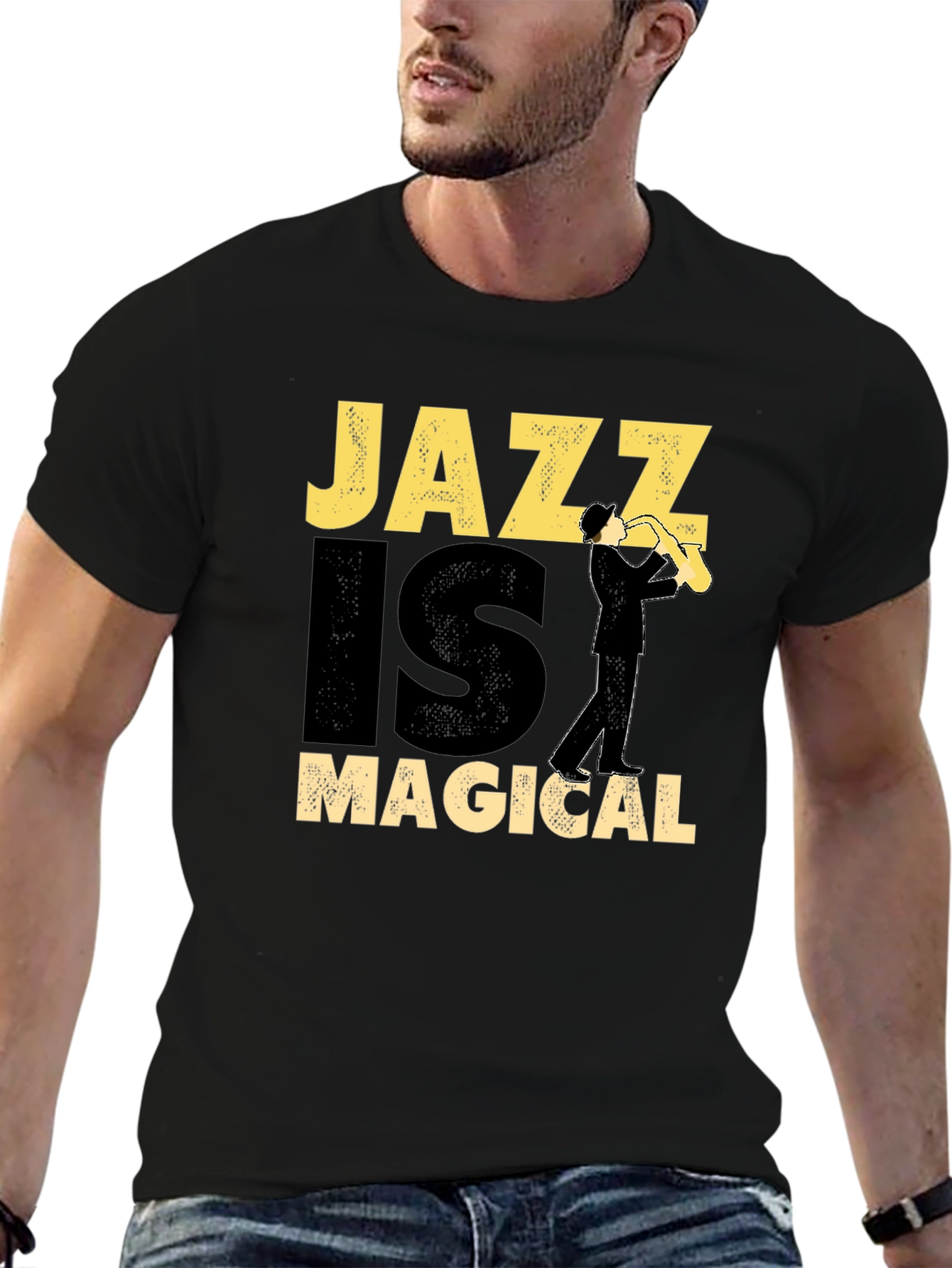 Jazz is Magical Graphic Tee - Black Cotton T-Shirt