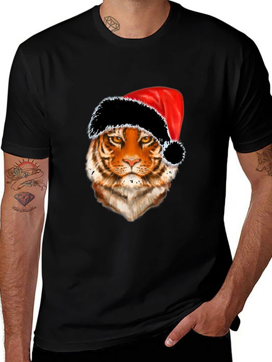Tiger with Santa Hat Graphic Tee