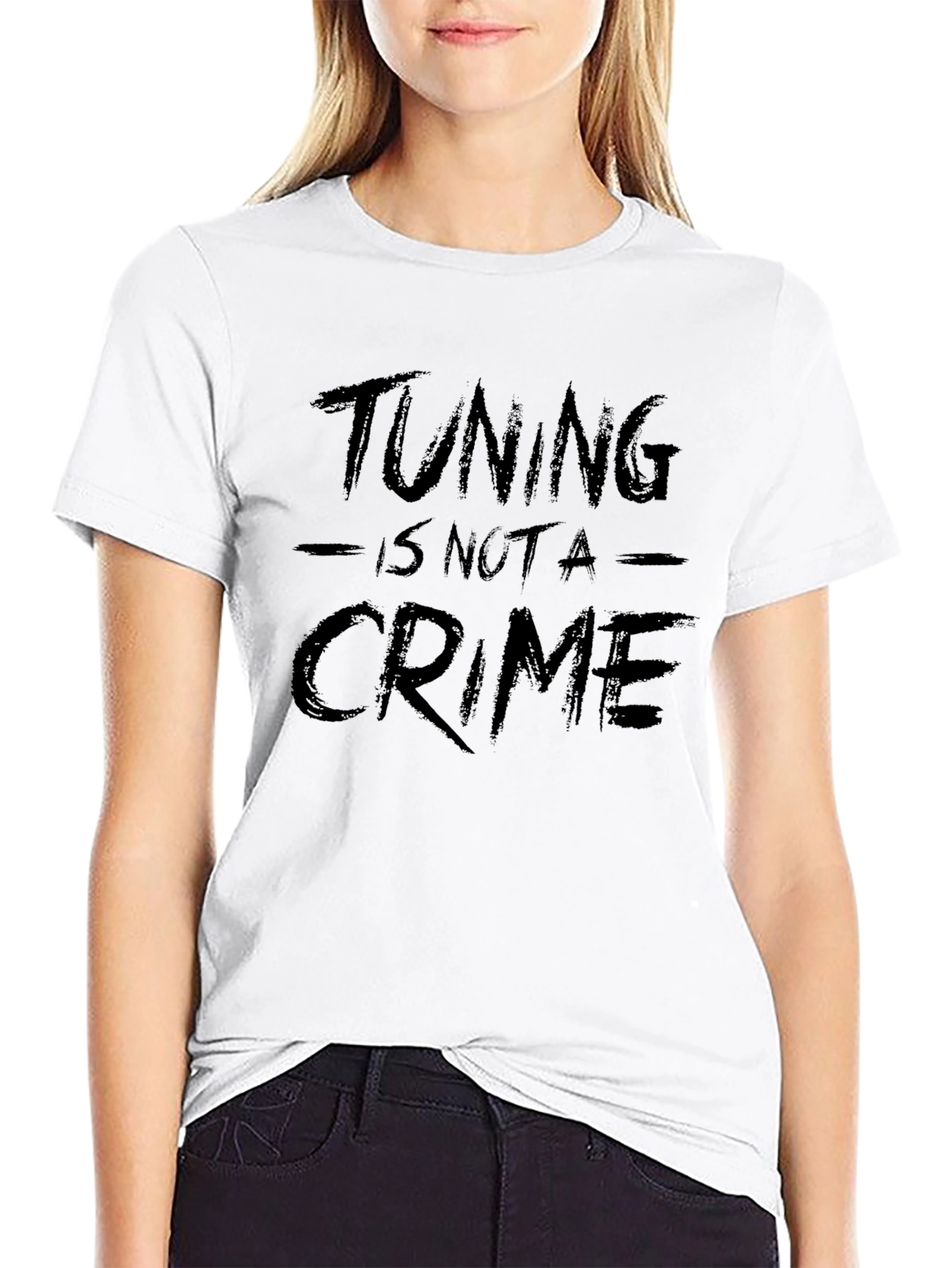 Tuning is Not A Crime Graphic Tee - Black
