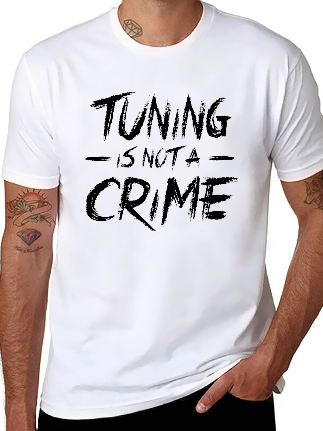 Tuning is Not A Crime Graphic Tee - Black