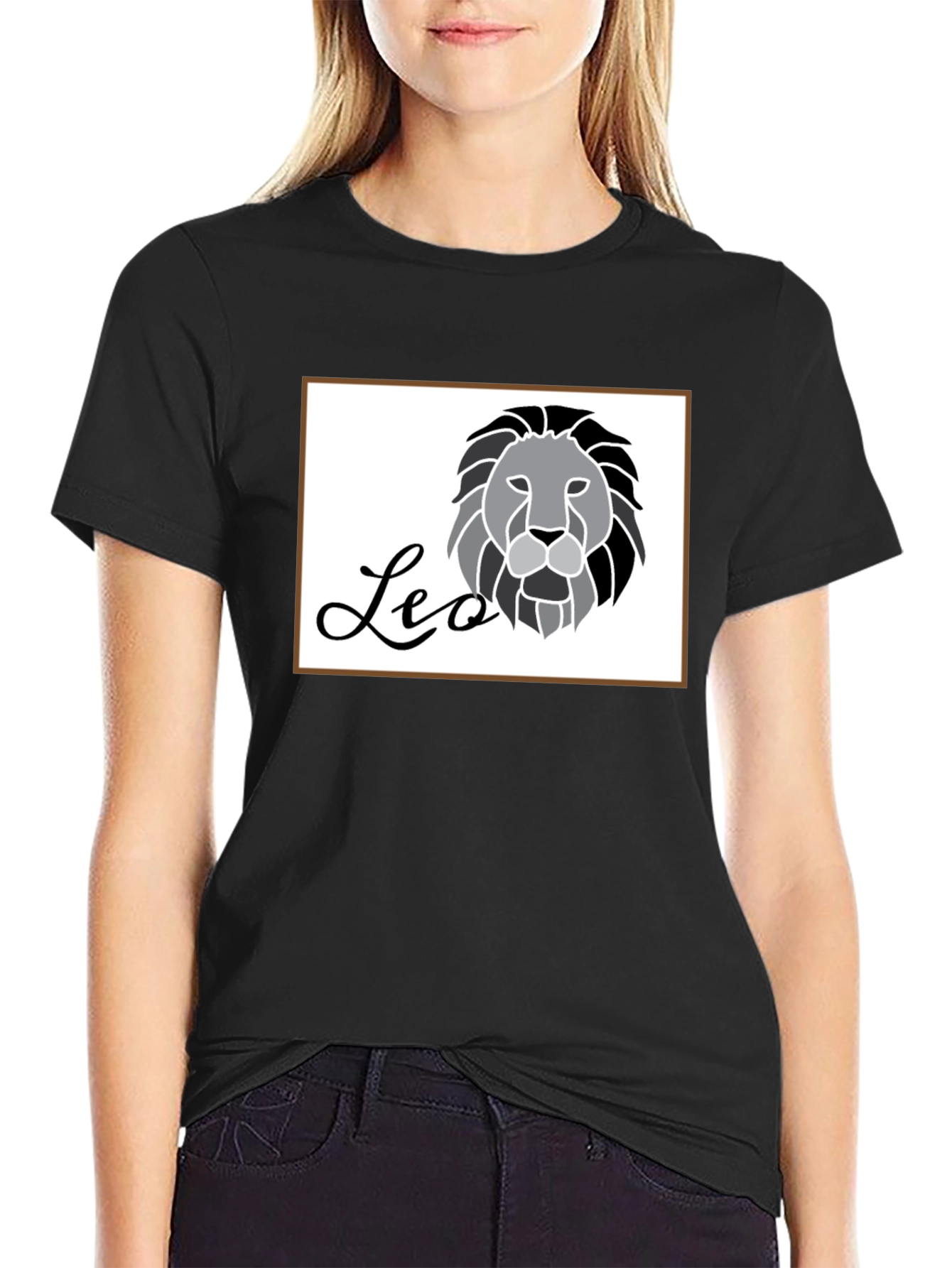 Black Leo Zodiac Graphic Tee for Men