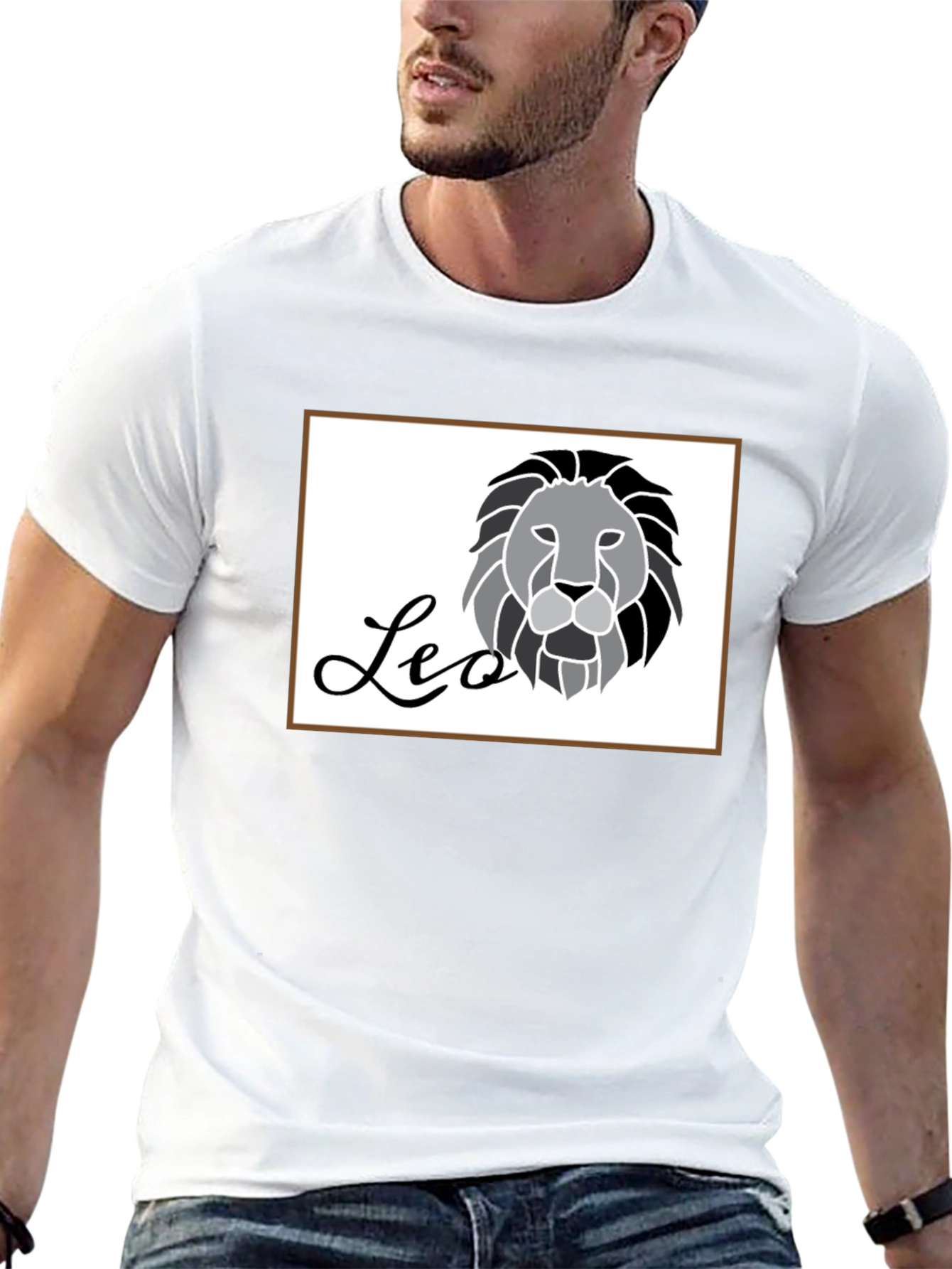 Black Leo Zodiac Graphic Tee for Men