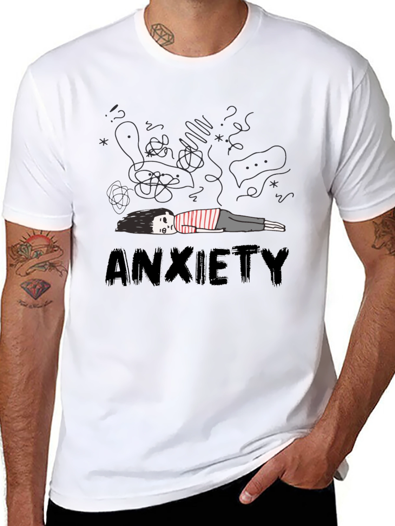 Anxiety Graphic Tee - Unisex Black Cotton T-Shirt