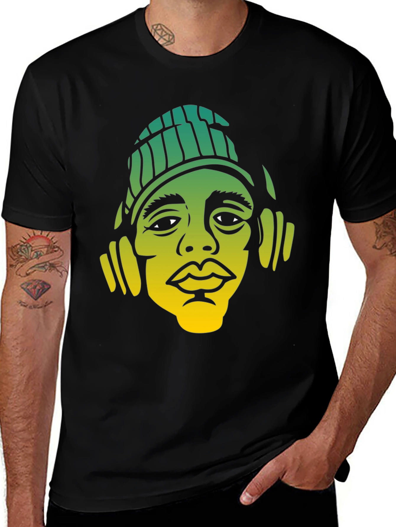 Urban Style Graphic Tee - Man with Beanie