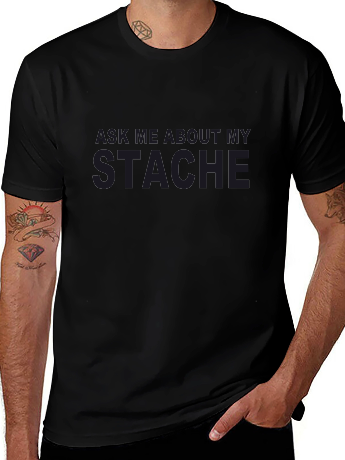 Ask Me About My Stache Graphic Tee
