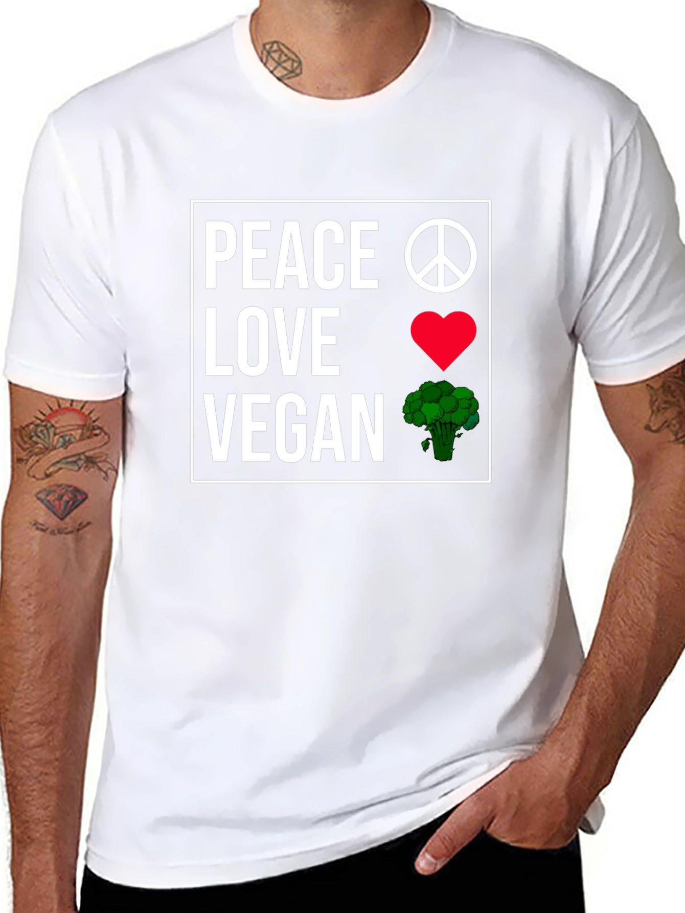 Peace Love Vegan T-Shirt Plant-Based Lifestyle Tee